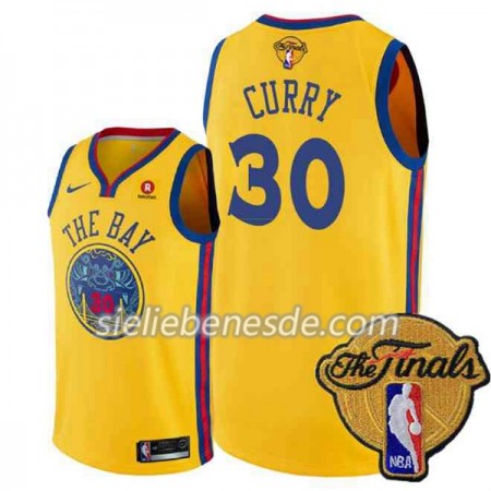 Herren NBA Golden State Warriors Trikot Stephen Curry 30 2018 Finals Patch Nike Gelb City Edition Swingman
